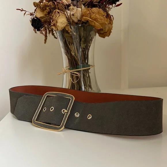 Club Monaco Suede Belt New CLUB MONACO Belt Suede Leather Black Sz. Small Made in  main image 2